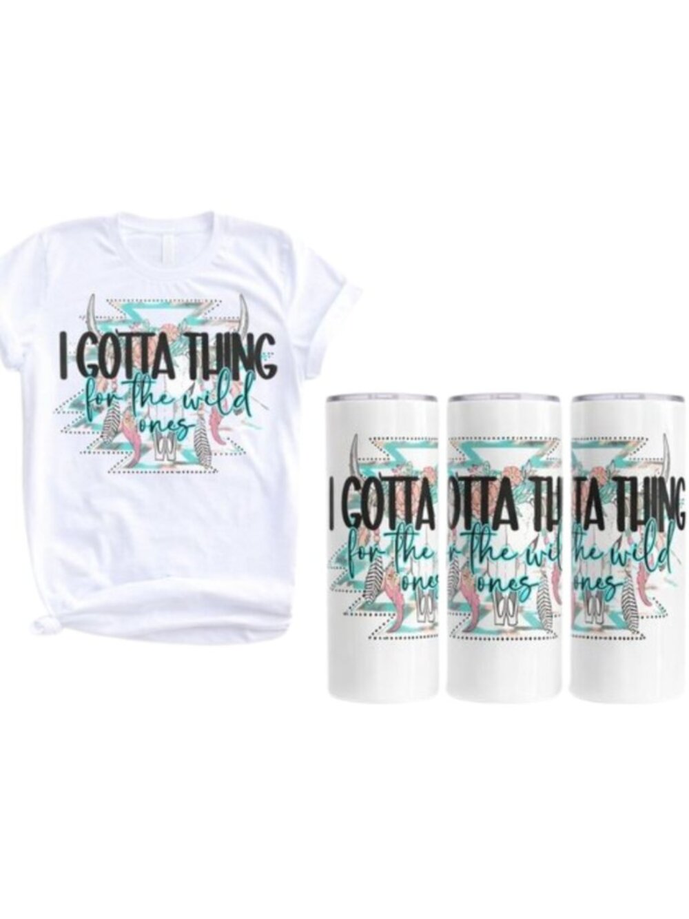 Wild Ones Western T-Shirt And 20oz Skinny Tumbler Gift Set Bundle